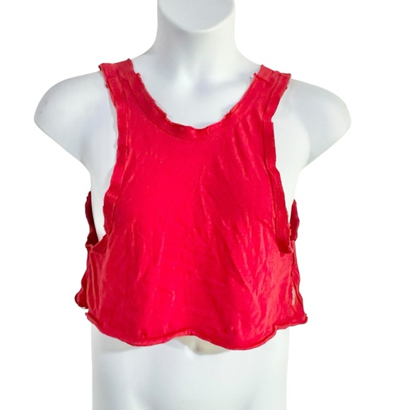 Free People FP Movement Renegade Red Cut Off Sleeveless Crop Tank Top Size M NWT - Picture 2 of 9